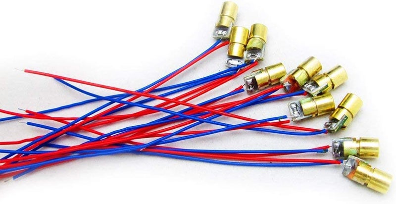 hiBCTR 10 Pieces 5V 650nm 5mW Red Dot Laser Head Red Laser Diode with Leads, 6mm Outer Diameter - Image 3